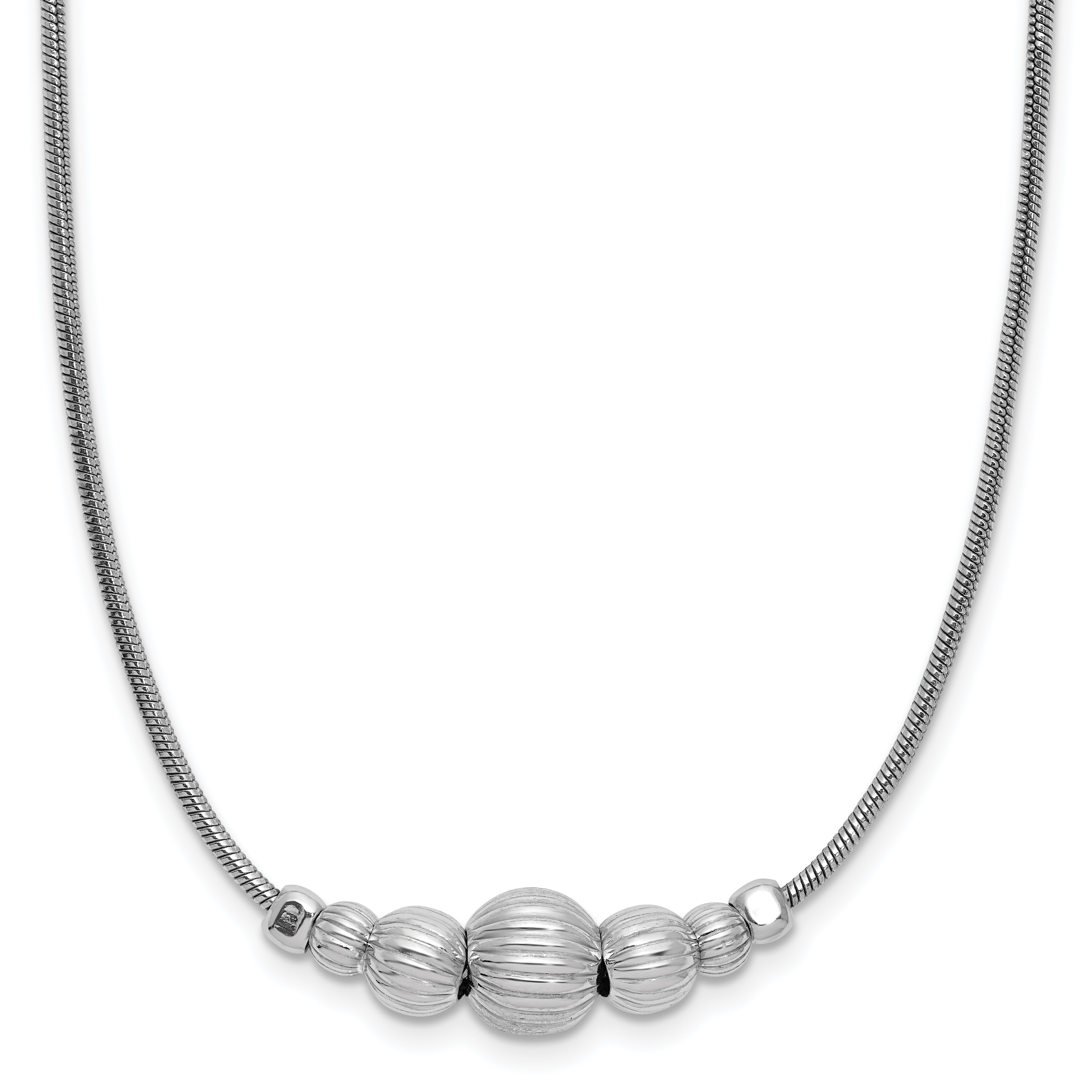 Sterling Silver Rhodium-Plated with Beads Necklace