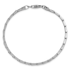 Sterling Silver Rhodium-Plated Flat Fancy Link Bracelet