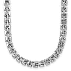 Sterling Silver Rhodium-Plated Polished Fancy Link Necklace