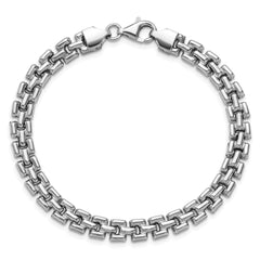 Sterling Silver Rhodium-Plated Fancy Link Bracelet