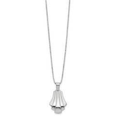 Sterling Silver Rh-Plat Polished Fancy Pendant on Beaded Necklace