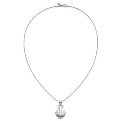 Sterling Silver Rh-Plat Polished Fancy Pendant on Beaded Necklace