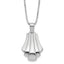 Sterling Silver Rh-Plat Polished Fancy Pendant on Beaded Necklace