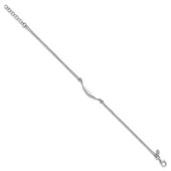 Sterling Silver RH-plated Fancy Bar 2-Strand w/.75in ext. Bracelet