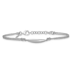 Sterling Silver RH-plated Fancy Bar 2-Strand w/.75in ext. Bracelet
