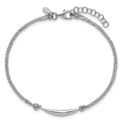 Sterling Silver RH-plated Fancy Bar 2-Strand w/.75in ext. Bracelet