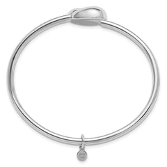 Sterling Silver RH-plated Teardrop accent Flexible Bypass Bangle