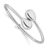 Sterling Silver RH-plated Teardrop accent Flexible Bypass Bangle