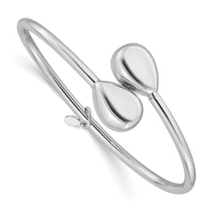 Sterling Silver RH-plated Teardrop accent Flexible Bypass Bangle