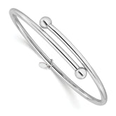 Sterling Silver RH-plated Flexible Bypass Bangle