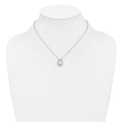 Sterling Silver RH-plated Fancy Open Circle w/2in ext. Necklace