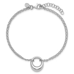 Sterling Silver RH-plated Open Circle 2-Strand w/1in ext. Bracelet