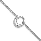 Sterling Silver RH-plated Open Circle 2-Strand w/1in ext. Bracelet