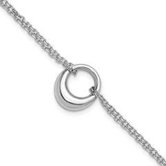Sterling Silver RH-plated Open Circle 2-Strand w/1in ext. Bracelet