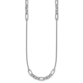 Sterling Silver RH-plated Fancy Oval Station Links Necklace