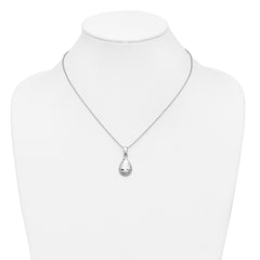 Sterling Silver RH-plated Hammered Pendant Necklace