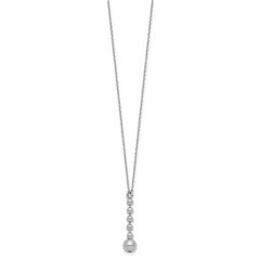 Sterling Silver RH-plated Polished Beads w/2in ext. Necklace