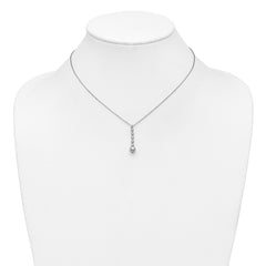 Sterling Silver RH-plated Polished Beads w/2in ext. Necklace