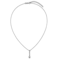 Sterling Silver RH-plated Polished Beads w/2in ext. Necklace