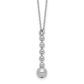 Sterling Silver RH-plated Polished Beads w/2in ext. Necklace