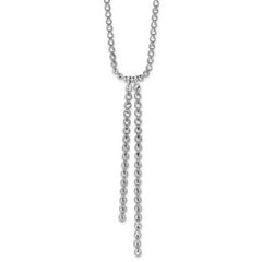 Sterling Silver RH-plated Polished DC Drop w/2 ext. Necklace
