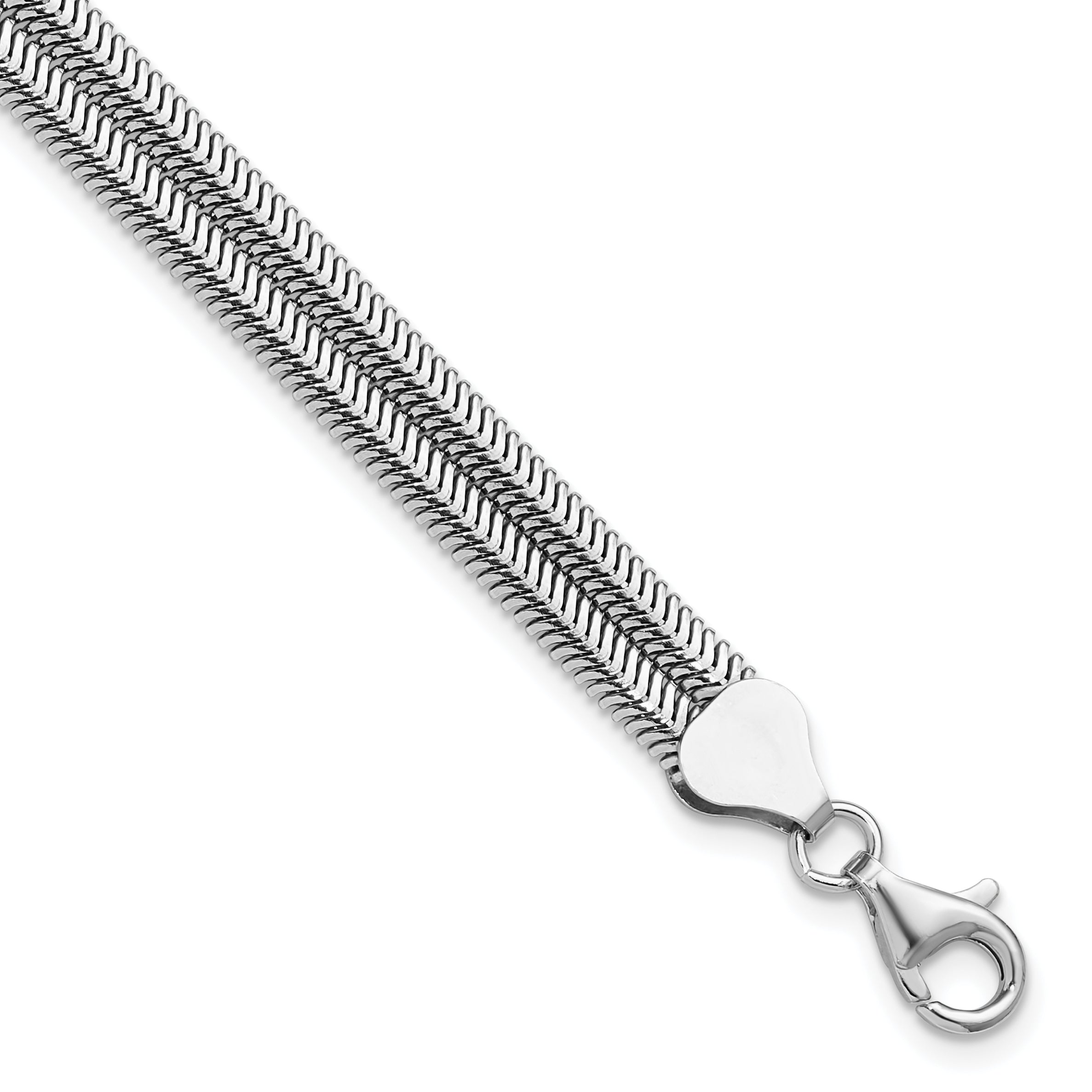 Sterling Silver RH-Plated Pol. Fancy 2-strand w/1in ext. Bracelet