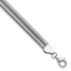 Sterling Silver RH-Plated Pol. Fancy 2-strand w/1in ext. Bracelet