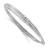 Sterling Silver RH-pl Pol / Dia-cut 3 Intertwined Slip-on Bangle