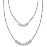 SS RH-plt Polish/Textured 2-strand Curved Bar w/2in ext. Necklace