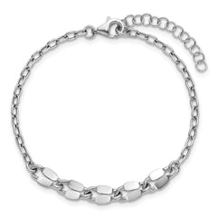 Sterling Silver RH-plated Pol. Fancy Link w/1in ext. Bracelet