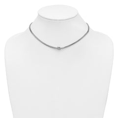 Sterling Silver RH-plat Pol. 2-Strand Knot w/2in ext. Necklace