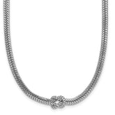 Sterling Silver RH-plat Pol. 2-Strand Knot w/2in ext. Necklace