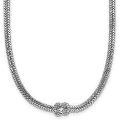 Sterling Silver RH-plat Pol. 2-Strand Knot w/2in ext. Necklace