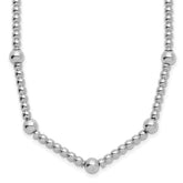 Sterling Silver RH-plt Pol. 2-strand Beaded w/2in ext. Necklace