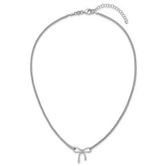 Sterling Silver RH-plated Polished Two-strand Bow w/2in ext. Neckl