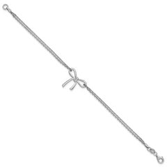 Sterling Silver RH-plated Polished Two-strand Bow Bracelet