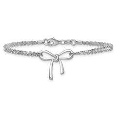 Sterling Silver RH-plated Polished Two-strand Bow Bracelet