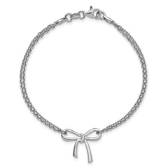 Sterling Silver RH-plated Polished Two-strand Bow Bracelet