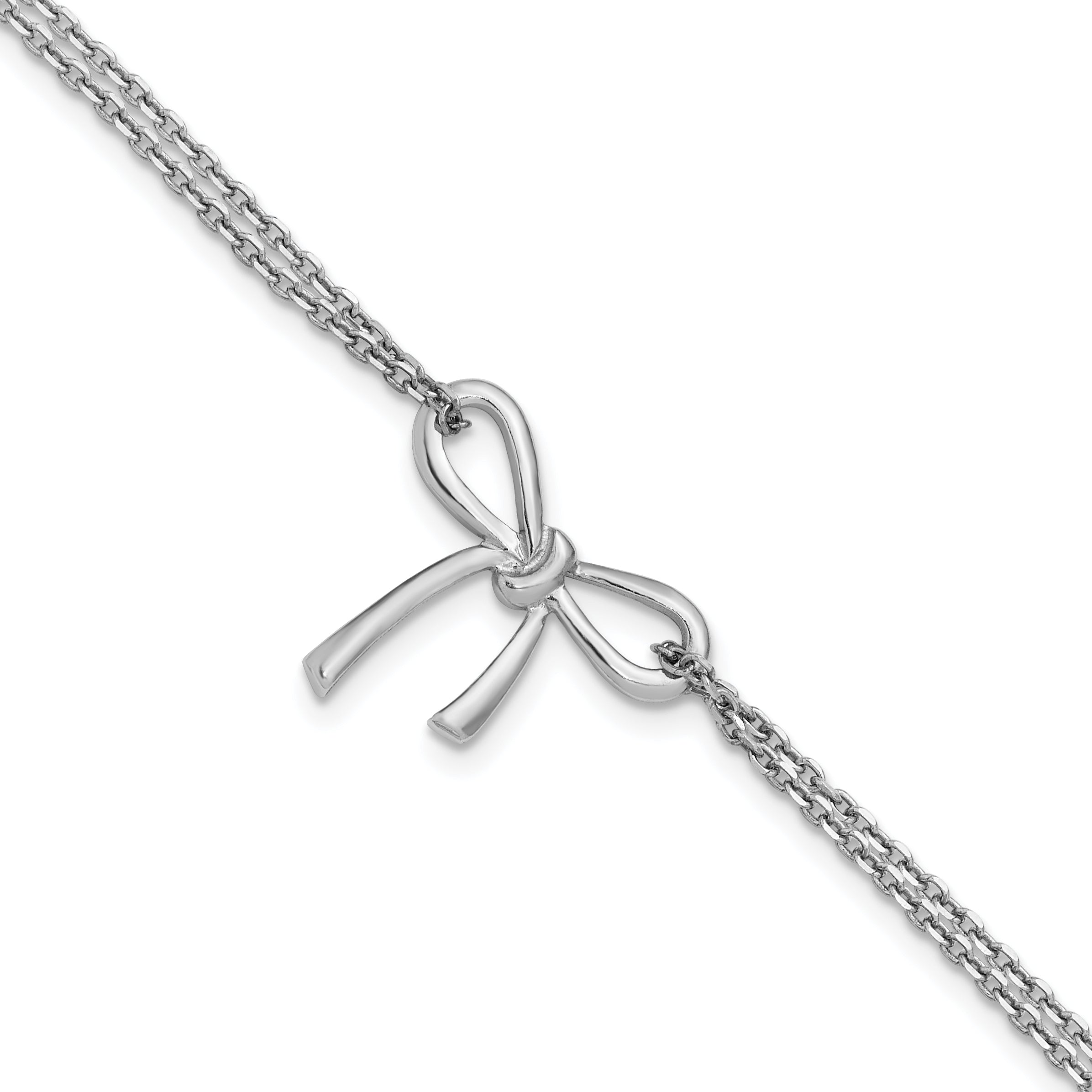 Sterling Silver RH-plated Polished Two-strand Bow Bracelet