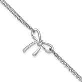 Sterling Silver RH-plated Polished Two-strand Bow Bracelet