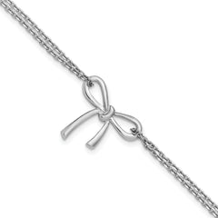 Sterling Silver RH-plated Polished Two-strand Bow Bracelet