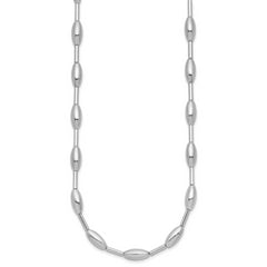 Sterling Silver RH-plat Polish Oval Beaded w/2in ext. Necklace
