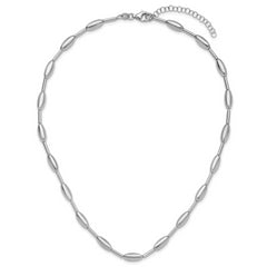 Sterling Silver RH-plat Polish Oval Beaded w/2in ext. Necklace