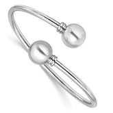 Sterling Silver RH-plated Polished Ball Bypass Bangle