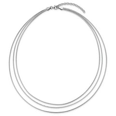 Sterling Silver RH-plated Polished 3-strand w/ 2in ext. Necklace