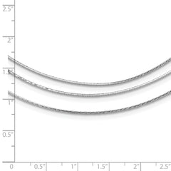 Sterling Silver RH-plated Polished 3-strand w/ 2in ext. Necklace