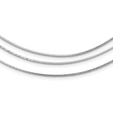 Sterling Silver RH-plated Polished 3-strand w/ 2in ext. Necklace