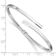 Sterling Silver RH-plated Polished Bypass Hinged Cuff Bangle