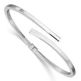 Sterling Silver RH-plated Polished Bypass Hinged Cuff Bangle