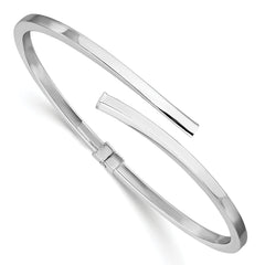 Sterling Silver RH-plated Polished Bypass Hinged Cuff Bangle